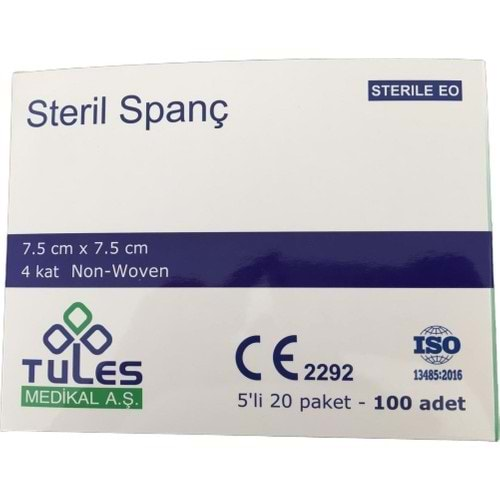Tules Steril Non Wowen Gaz Kompres 4 Katlı 7,5CmX7,5Cm 20X5 Adet
