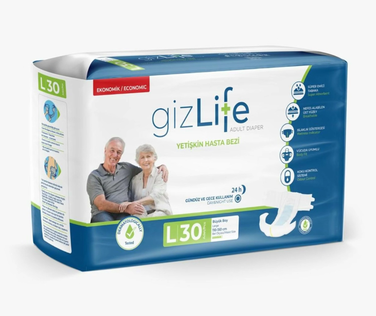 Gizlife Hasta Bezi Bağlamalı Large 30 Adet
