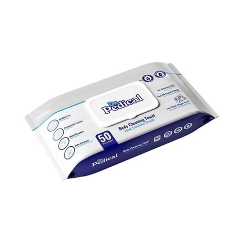 Dr. Pedical Vücut Temizleme Havlusu Kapaklı 50 Adet (30x20)