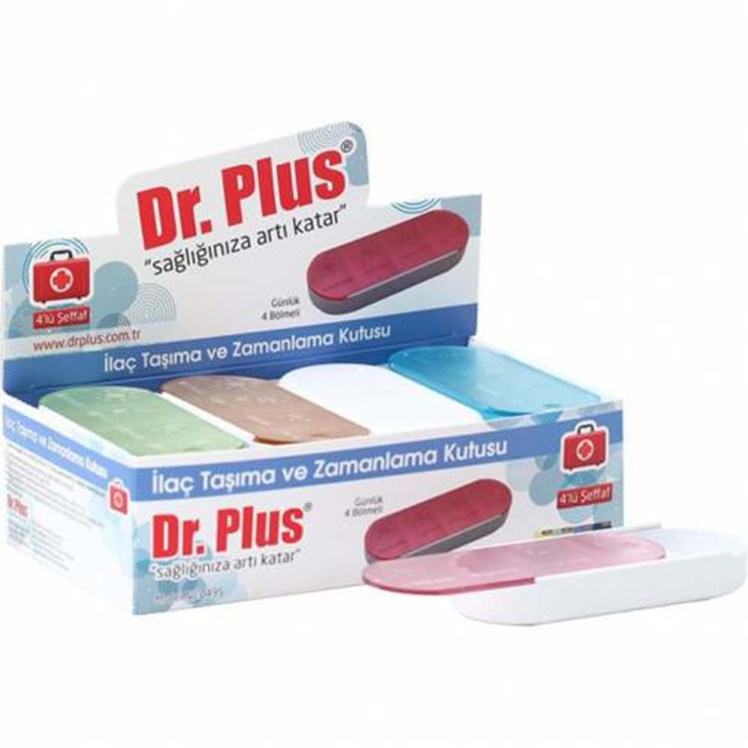 Dr. Plus İlaç Saklama Kutusu Şeffaf 4 Bölmeli