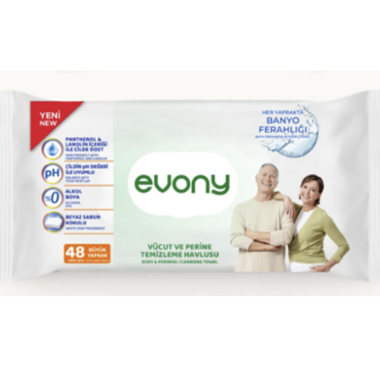 Evony Perine ve Vücut Temizleme Havlusu 48 Adet XL