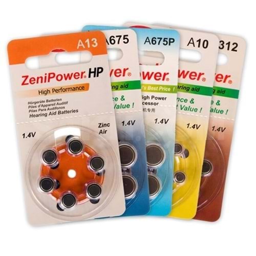 Zenipower İşitme Cihazı Pili 312 Numara (6 Adet)