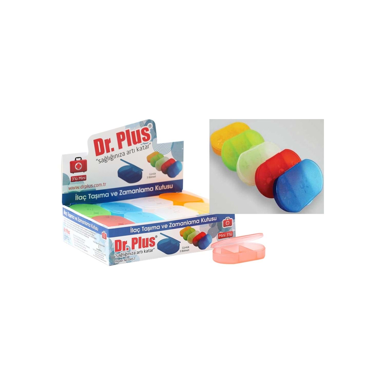 Dr. Plus İlaç Taşıma Kutusu Mini 3 Bölmeli 1 Adet
