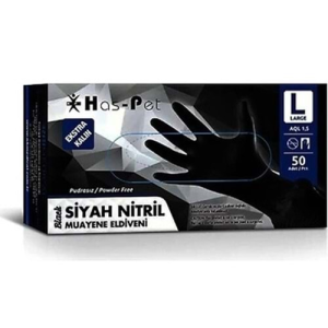Haspet Siyah Nitril Muayene Eldiveni Large