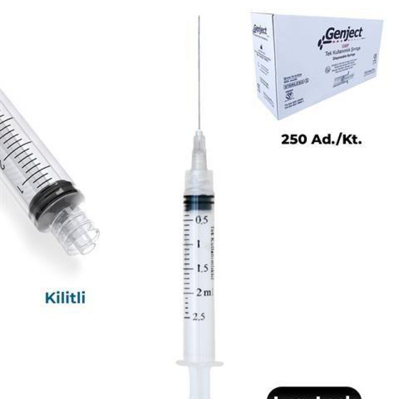 Genject Dental Enjektör 2,5 CC 3P 27Gx50 MM Kilitli Luverlock