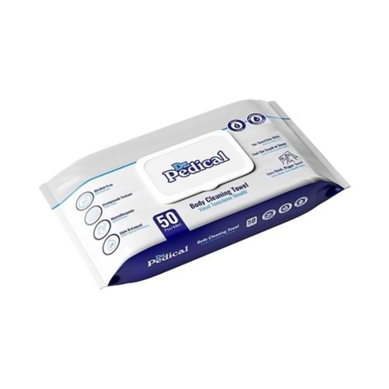 Dr. Pedical Vücut Temizleme Havlusu Kapaklı 50 Adet (30x20)