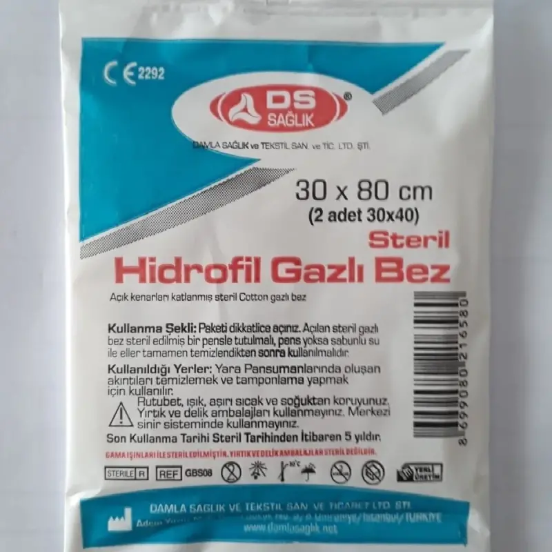DS Sağlık Steril Gaz Kompres 30x80Cm 2 Parça
