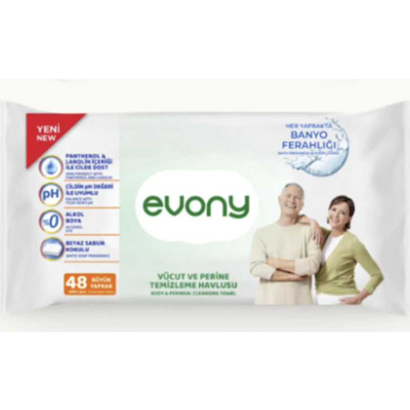 Evony Perine ve Vücut Temizleme Havlusu 48 Adet XL