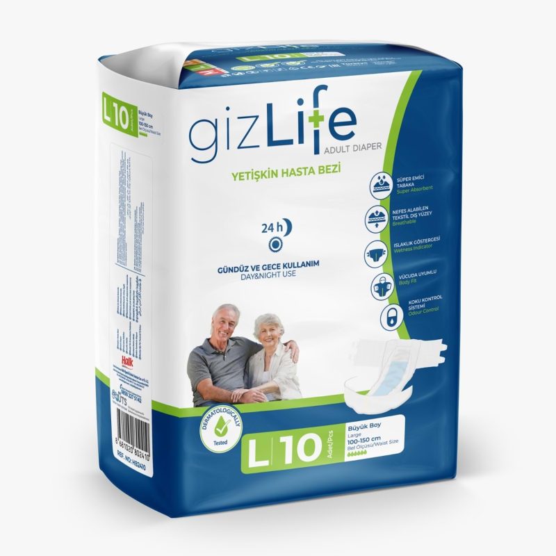 Gizlife Hasta Bezi Bağlamalı Large 10 Adet